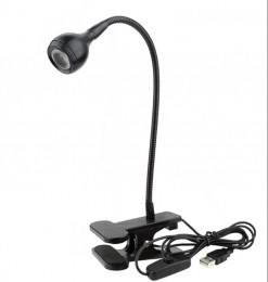 Фонарик-лампа ультрафиолетовый на прищепке (черный) USB (3W)
