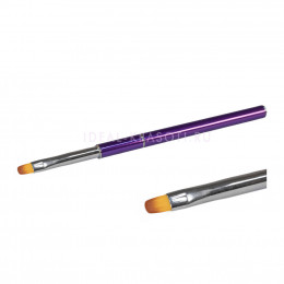 Кисть для геля овальная №4 (нейлон) металлическая фиолетовая ручка Китай