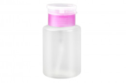 Дозатор для жидкости с пластиковой помпой (розовая крышка), 180мл