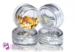 Монетки для дизайна в банке (золото, серебро, перламутровые), 3гр