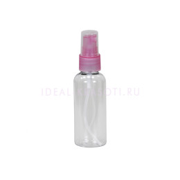 Бутылочка-спрей для жидкости (розовая крышка), 50мл