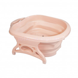 Ванна для педикюра раскладная (пластик+силикон+массажные ролики) светло-розовая