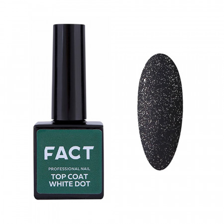 Финиш гель FACT матовый White Dot 2 (без липкого слоя, прозрачная основа с шиммером белого золота), 10мл