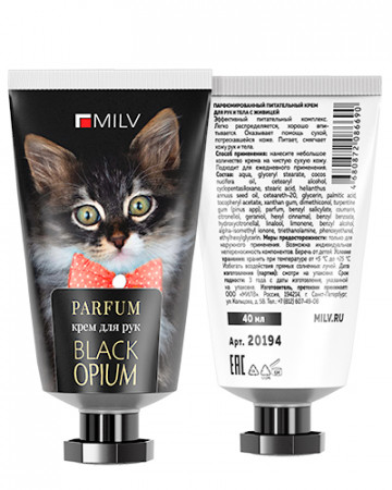 Крем для рук и тела Milv парфюмированный питательный с живицей BLACK OPIUM, 40мл (20194)