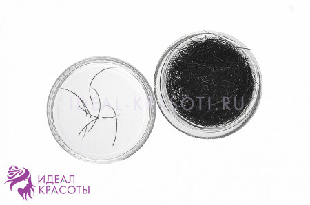 Ресницы одиночные черные 12мм (С:d.0.15) в банке