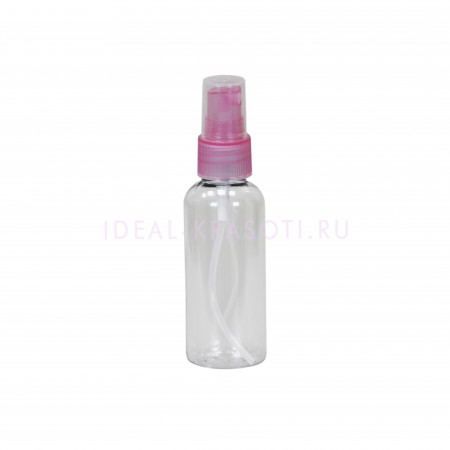 Бутылочка-спрей для жидкости (розовая крышка), 50мл